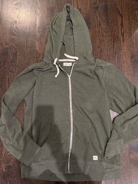 Like New Frank & Oak Olive Green Zip-Up Hoodie with Hood and Pockets